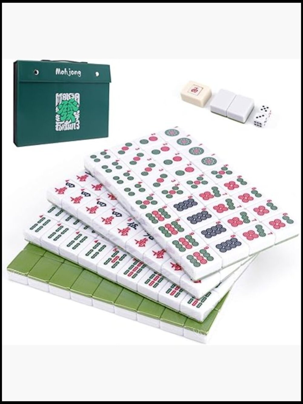 Traditional Mahjong Tile Set 146 Pieces Melamine Tiles Portable Case Game Night
